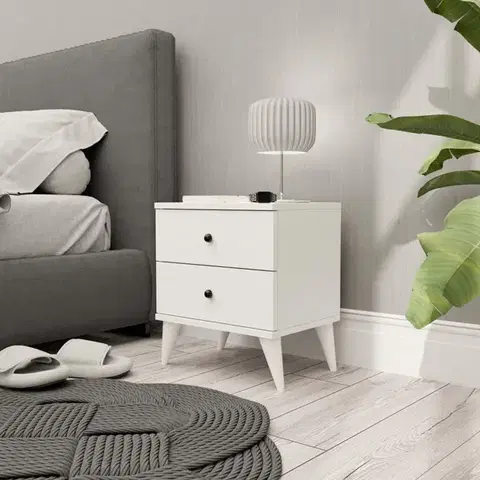 Nočné stolíky BOMA nočný stolík na nožičkách, biela
