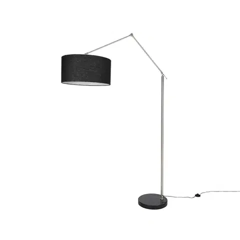 Stojace lampy Stojacia lampa oceľová nastaviteľná s čiernym tienidlom 50cm - Editor