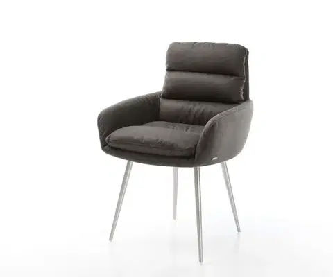 Jedálenské stoličky DELIFE Jedálenská stolička Abelia-Flex s opierkami mikrovlákno antracitová vintage 4-nohá zúžená nerezová oceľ