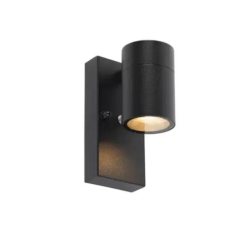 Vonkajsie svetlo so senzorom Moderná vonkajšia nástenná lampa čierna IP44 so senzorom súmraku - Solo