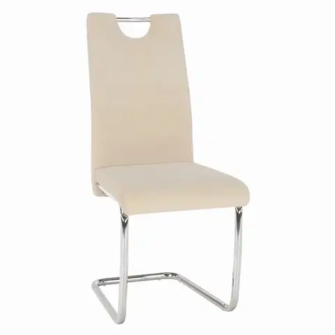 Jedálenské stoličky KONDELA Abira New jedálenská stolička béžová (Velvet) / chróm