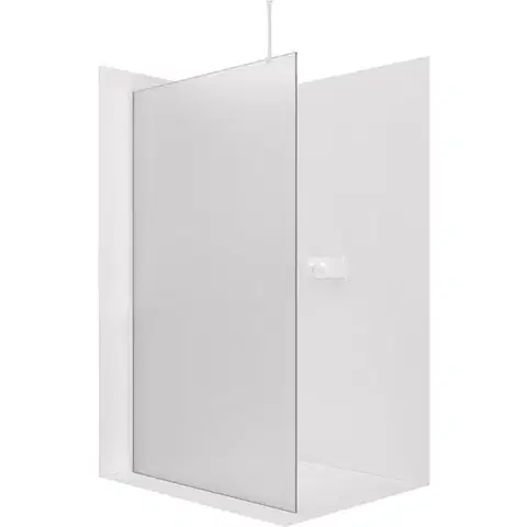 Sprchovacie kúty CERANO - Sprchová zástěna Walk-in Onyx Top Round L/P - 8 mm - kulatá vzpěra - bílá matná, mléčné sklo - 70x200  CER-8050BD1518