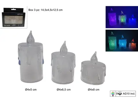 Sviečky MAKRO - Sviečka LED sada 3ks