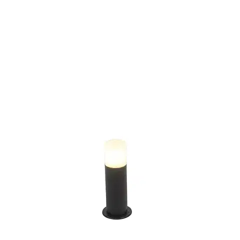 Zahradne stlpove lampy Stojaca vonkajšia lampa čierna s opálovým tienidlom bielym 30 cm IP44 - Odense