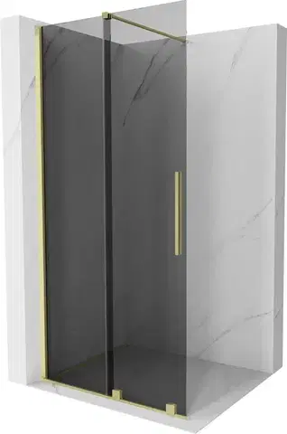 Sprchové dvere MEXEN/S - Velar Sprchová zástena posuvná Walk-in 85 x 200, grafit 8 mm, zlato kefovaná 871-085-000-43-55