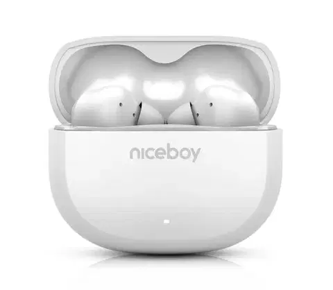 Predlžovacie káble Niceboy Pins 4 - Bezdrôtové slúchadlá s ANC, 400 mAh + 2x 50 mAh, IPX4, biela pins-4-white