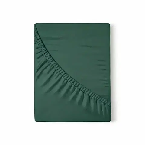 Plachty Kvalitex Saténové prestieradlo s gumou tmavozelená, 120 x 200 cm