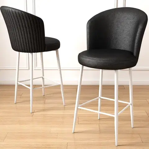 Barové stoličky Bar Stool Set (2 Pieces) Uras - Black, White