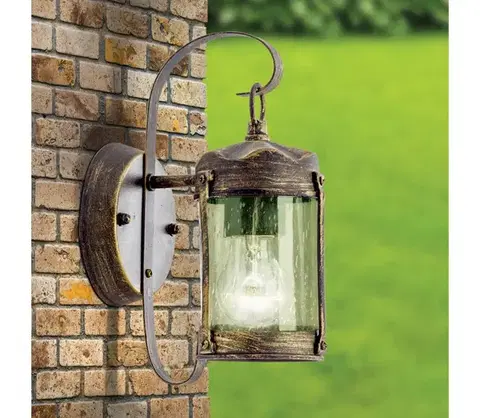 Svietidlá Orion - Vonkajšie nástenné svietidlo TAVERNA 1xE27/60W/230V IP23 bronz/patina AL 11-1169 schwarz-gold