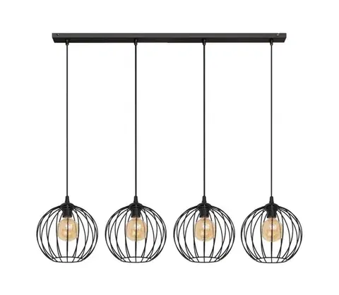 Svietidlá  Luster na lanku MERCURE 4xE27/15W/230V čierna W-L 1388/4 BK-B