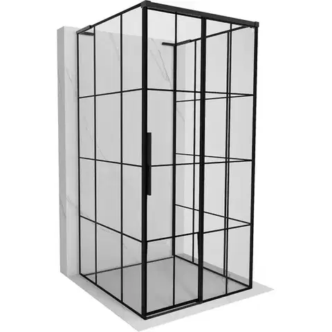 Sprchovacie kúty MEXEN/S - Rox-3S L sprchový kút 3 stenný, posuvný pravá 110 x 110, čierna kratka, čierna 8C2L-110-110-70-77-3S-P
