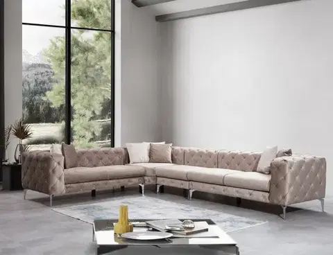 Sedacie súpravy Rohová sedacia súprava / Rohová pohovka Como Corner Left - Beige
