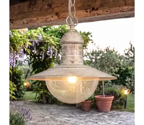 Svietidlá Brilagi - Vonkajšie závesné svietidlo MOLDE 1xE27/60W IP44 biela/patina 63026