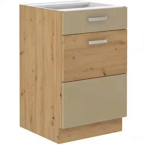 Kuchynské skrinky stojace Skrinka do kuchyne Artisan cappuccino lesk 50D 1F 1S