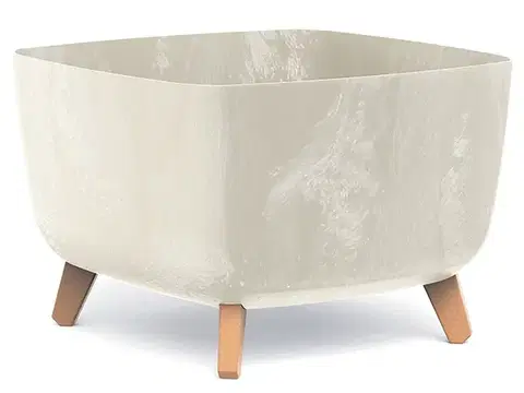 Kvetináče a truhlíky NABBI DGQL400E plastový kvetináč na nožičkách 39 cm krémová