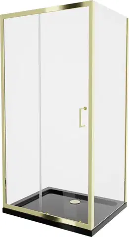 Vane MEXEN/S - Apia Sprchovací kút 130x80, transparent, zlato + vanička so sifónom 840-130-080-50-00-4070G