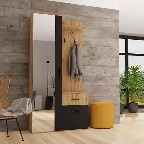 Predsieňový nábytok Predsieňový nábytok Rio zrkadlo wotan/čierna
