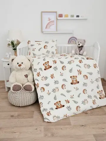 Detské obliečky MKLozkoviny.sk Obliečky mikroplyš Exclusive do postieľky - Lesní kamaráti - 100 × 135 cm - 40 x 60 cm