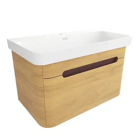 Kúpeľňový nábytok Kúpeľňová skrinka s umývadlom SAT Fusion 77,5x43x45 cm dub medový mat SATFUSION80DMMW SATFUSION80DMMW