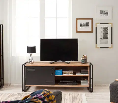 TV stolíky CHIP TV stolík na nožičkách, borovica/čierna