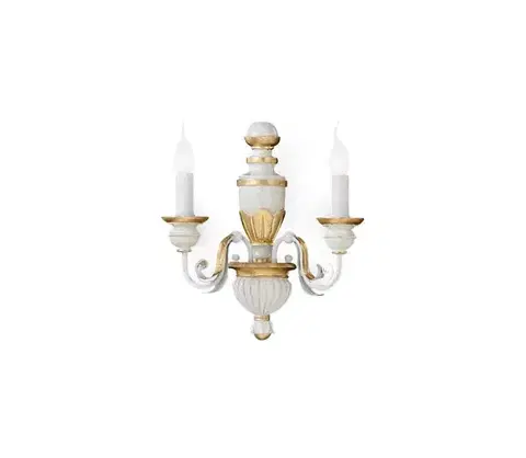 Svietidlá Ideal Lux - Nástenná lampa FIRENZE 2xE14/40W/230V biela/zlatá 012902
