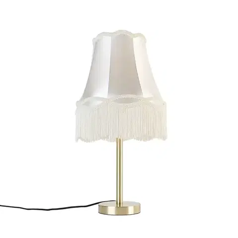 Stolné lampy Klasická stolná lampa mosadz s tienidlom Granny krémová 30 cm - Simplo