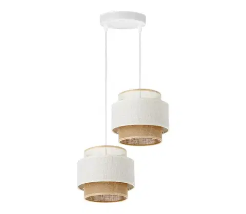 Svietidlá  Luster na lane BOHO 2xE27/60W/230V biela/juta H0180