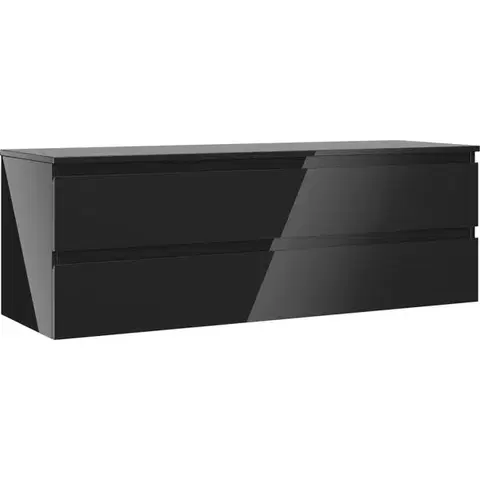 Kúpeľňový nábytok MEXEN/S - Orio kúpeľňová skrinka pod umývadlo 140 cm s doskou, 2 zásuvky, čierna lesk 91A10-14047-2-BFFC70