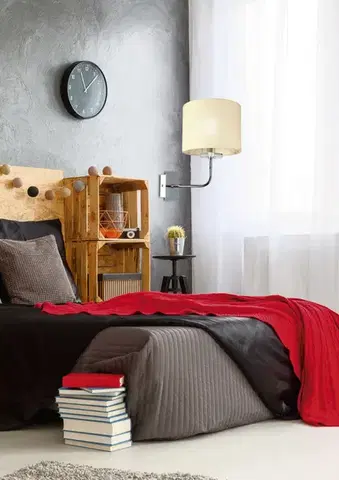 Nástenné svetlá Chrómová nástenná lampa, tkané tienidlo, E14, 40W, žiarovka Estera