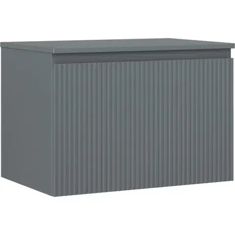 Kúpeľňový nábytok MEXEN/S - Rivel kúpeľňová skrinka pod umývadlo 70 cm s doskou, 1 šuplík, reliéf, grafit mat 91A20-07047-1-BFC66
