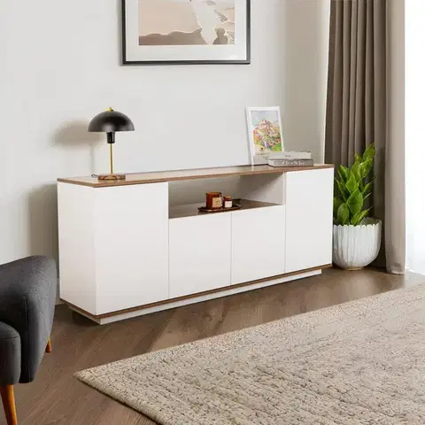 Komody Konzolový stolík Arista - White, Walnut