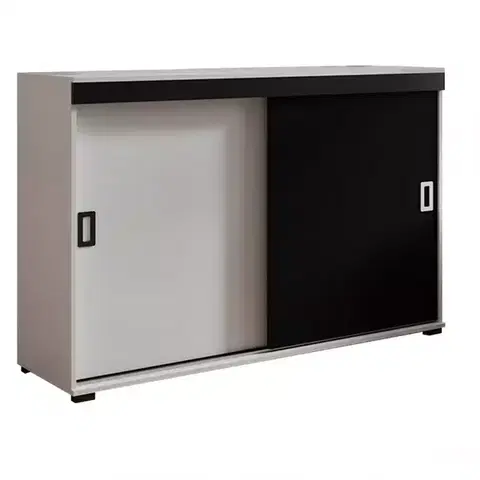 Komody do spálne Komoda Retro 120 Biely/Čierna + Rukoväte Biely I Čierna