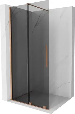 Sprchové dvere MEXEN/S - Velar Sprchová zástena posuvná Walk-in 75 x 200, grafit 8 mm, meď kartáčovaná 871-075-000-43-65