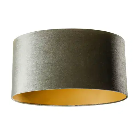 Tienidlo na lampu Zamatový tienidlo zelené so zlatým vnútorným oválnym 50/33/25