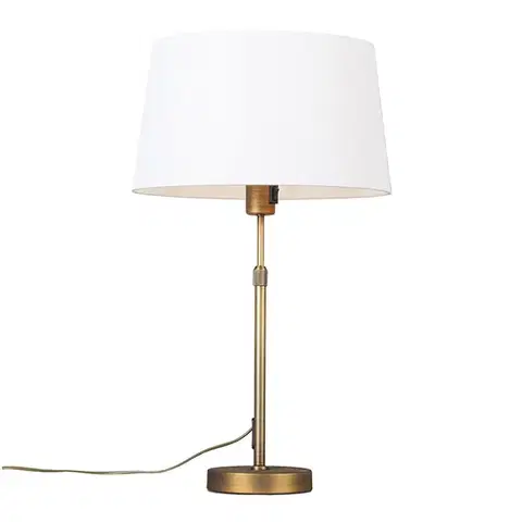 Stolné lampy Stolná lampa bronzová s tienidlom bielym 35 cm nastaviteľná - Parte
