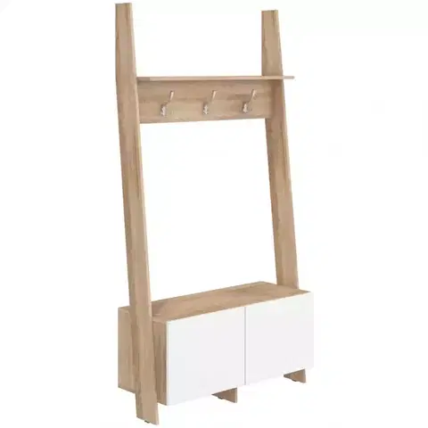 Vešiaky do predsiene Vešiak Rack dub sonoma/biely lesk