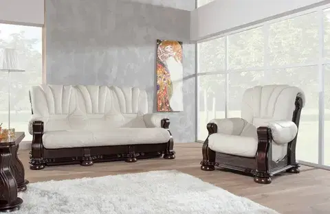 Sedacie súpravy PYKA Cezar III kožená sedacia súprava wenge / biela (White snow)