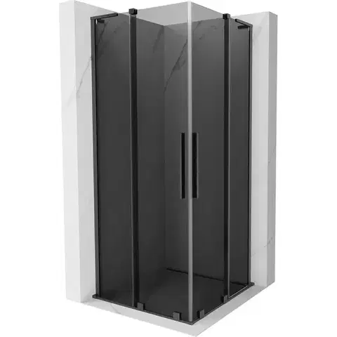 Sprchovacie kúty MEXEN/S - Velar L Duo sprchovací kút, posuvné dvere 90 x 90, grafit, gun gray kartáčovanáana 871-090-090-02-43-66