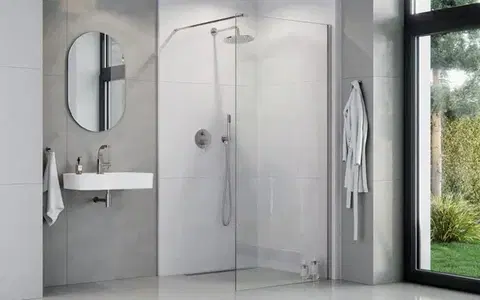 Sprchovacie kúty BESCO - Walk-in sprchovací kút AVEO - Farba rámu zásteny - Hliník chróm, Pevná stena - Bez pevnej steny, Rozmer A - 130, Rozmer C - 195, Výplň - Číre bezpečnostné sklo - 8 mm BCAVEO130