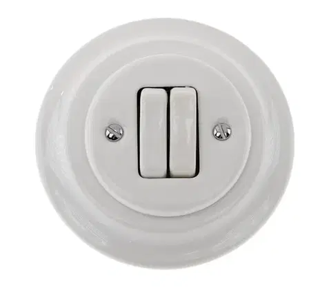 Predlžovacie káble Reblig - Porcelánový retro dvojitý vypínač s rámčekom č. 5 biely RG210Q-W