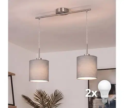 Svietidlá BRILAGI - LED luster na lanku NUBILA 2xE27/60W/230V svetlosivý EG32519+2xBG2454
