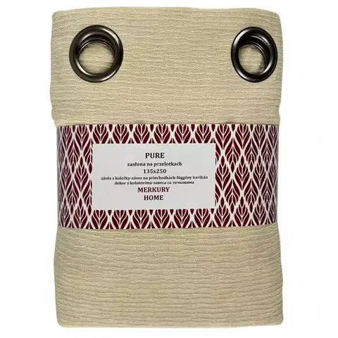 Závesy do spálne Záves na prechodkách Pure 135x250 ecru Merkury Home