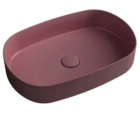 Umývadlá ISVEA - INFINITY OVAL keramické umývadlo na dosku, 55x36cm, matná maroon Red 10NF65055-2R