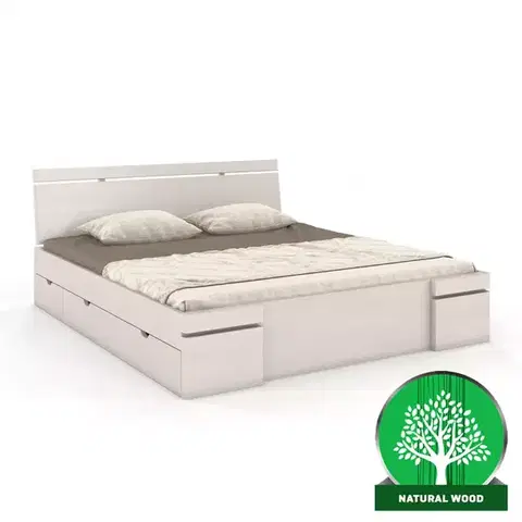 Dvojlôžkové postele Posteľ borovicová Skandica Sparta maxi+zásuvka 180X200 biela