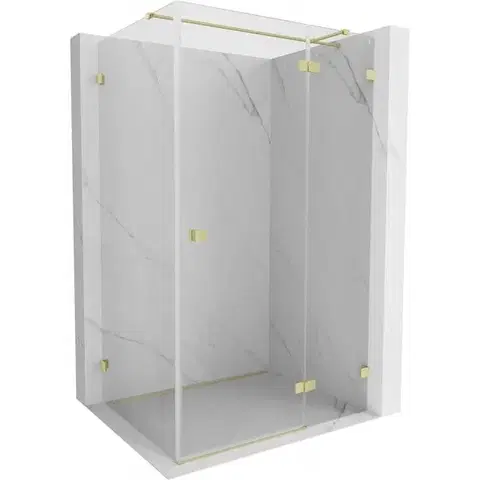 Sprchovacie kúty MEXEN/S - Lunar T sprchovací kút dvere krídlové pravá 140 x 120, transparent, zlato kartáčovaná 834T-140-120-55-00-P