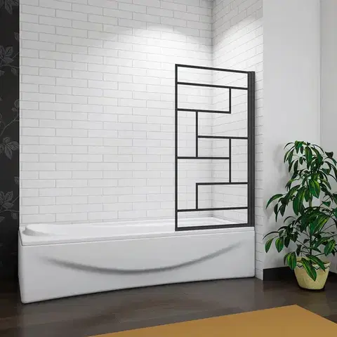 Sprchové dvere H K - Vaňová zástena V1 BLACK PRINT 80 × 140 – otočná, čierny rám, Ľ/P variant V1BP-80