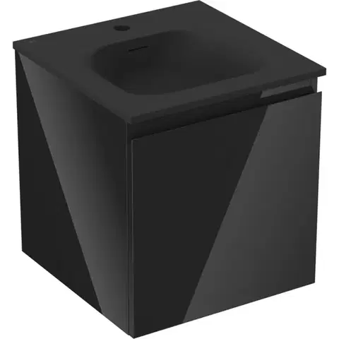 Kúpeľňový nábytok MEXEN/S - Orio kúpeľňová skrinka 45 cm s umývadlom Vela, 1 šuplík, čierna lesk/čierna mat 91A10-04547-1-BF70-W23M71