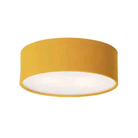 Stropné osvetlenie Moderné stropné svietidlo žlté so zlatým vnútrom 30 cm - Drum
