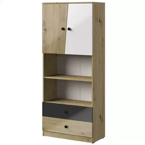 Regály Regál Nero 04  80 – Čierna Lesk