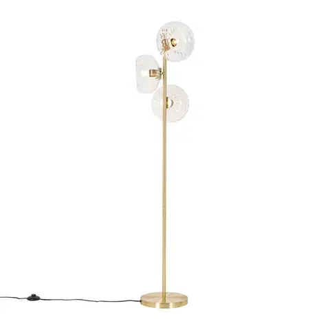 Stojace lampy Art Deco stojaca lampa zlatá so sklom 3-svetlo - Ayesha